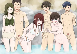 [Nihon Dandy (Matsuno Susumu)] Only one of the girls forgot her swimsuit at the hot spring in the field + Bonus